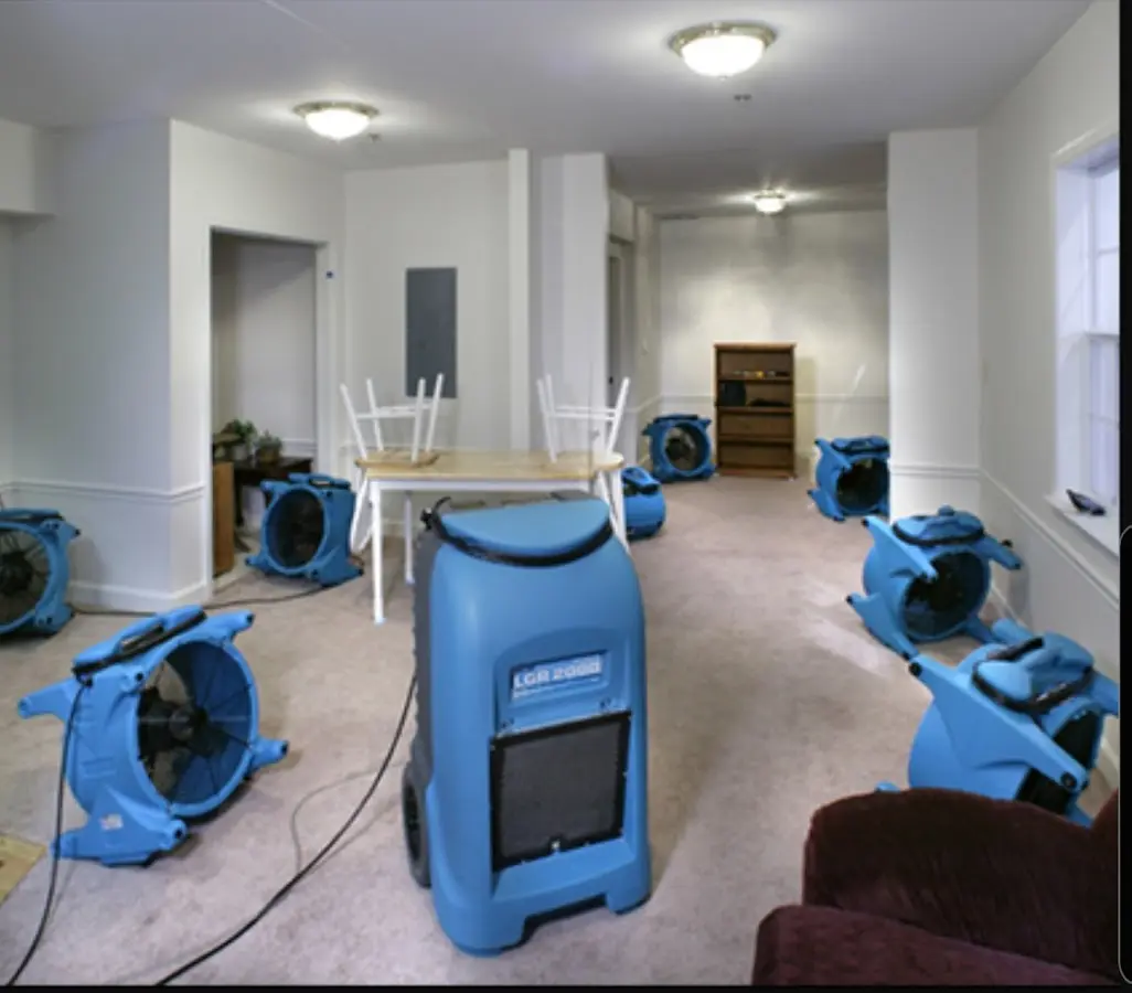 Air movers and dehumidifier setup for Water Damage Restoration in Longboat Key