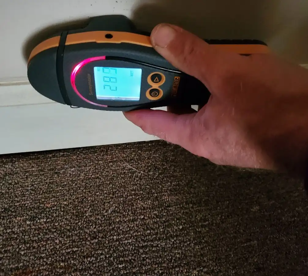 Moisture detection at baseboard during Storm Damage Restoration in Longboat Key